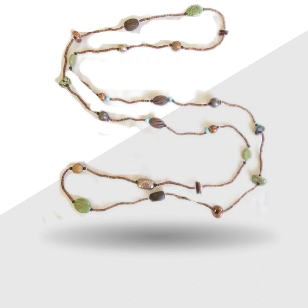 Silpada Bohemian Shells and Stone Beaded Necklace 60” long.  N1569 - Picture 4 of 8